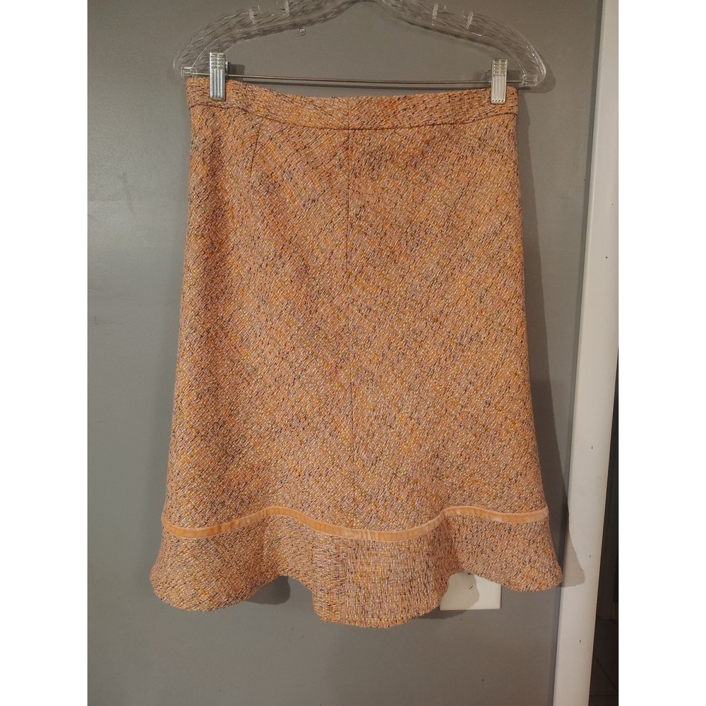 Gap Womens Tweed A-Line Skirt Peach Orange Multicolor Velvet Trim Size 6